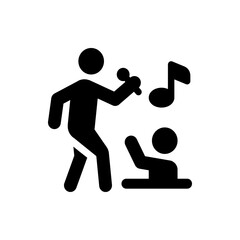 Illustration of a black thread spool with visible thread wraps and a simple rounded design element present