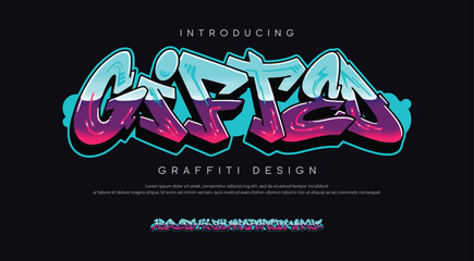 Gifted, Colorful graffiti editable text style effect. Vector text effect with paint wall concept.
