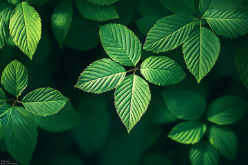 Close-up view of vibrant green leaves.