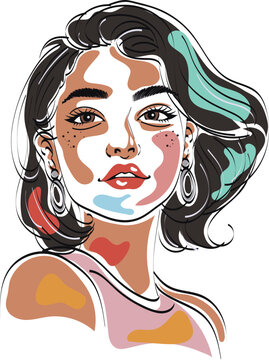 tan skin woman latin art painting sketch style