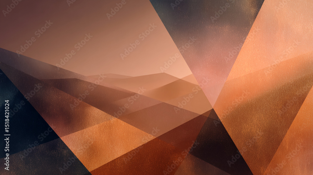 Poster Abstract image with textured geometric shapes in brown and orange hues, creating a landscape-like effect, showcasing a minimalist and elegant design, suitable for various applications