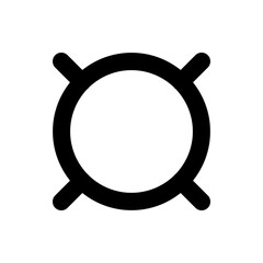 Illustration of a generic currency symbol featuring a circle with four short lines extending outward evenly