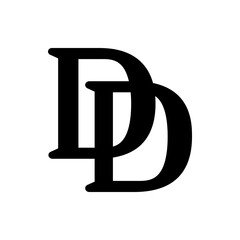 Illustration of two overlapping capital letter d characters in black on a white background design element
