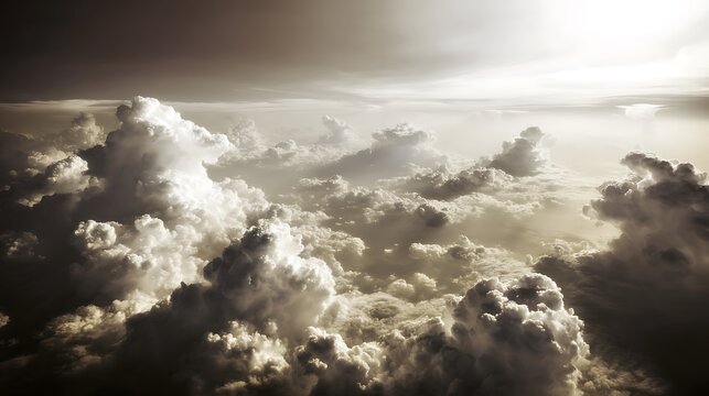 Ethereal clouds monochrome aerial perspective