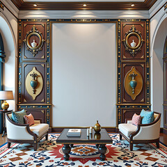 A luxurious and elegantly designed living room with a clear influence of modern interior aesthetics