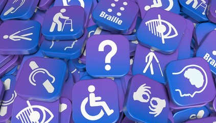 Disabled, Disability Signs, Icons are Visual Presentation. 
