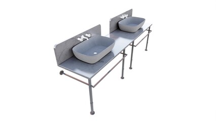 Washbasin model for public places with stainless steel chart