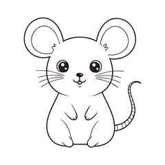 Adorable Cartoon Mouse Coloring Page: Simple Line Art
