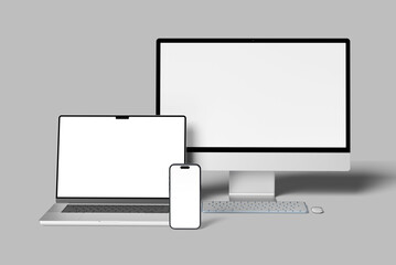 Multi devices responsive website blank mockup