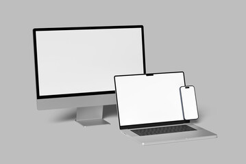 Multi devices responsive website blank mockup
