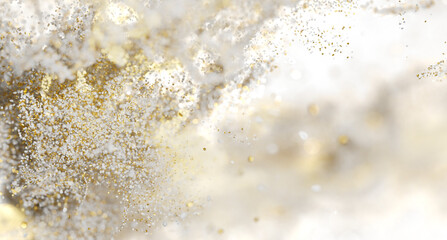Abstract background with gold and white glitter explosion. Perfect for luxury branding, cosmetics, and festive designs.