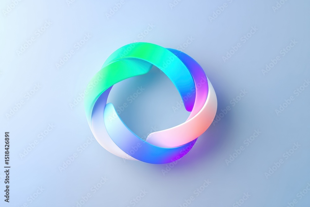 Fototapete looped refresh icon demonstrating endless motion, featuring a soft pastel color palette and smooth d
