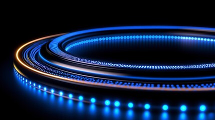 Abstract glowing circle with a futuristic design on a dark background creates a modern aesthetic.