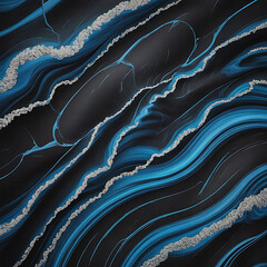Obraz premium Abstract Blue and Black Swirling Marble Texture Digital Art Background