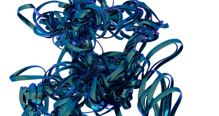 Stunning 3D render of teal ribbons swirling and intertwining. Perfect for abstract backgrounds and...