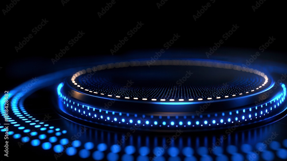 Poster futuristic platform with glowing illumination ideal for product showcase or abstract digital concept