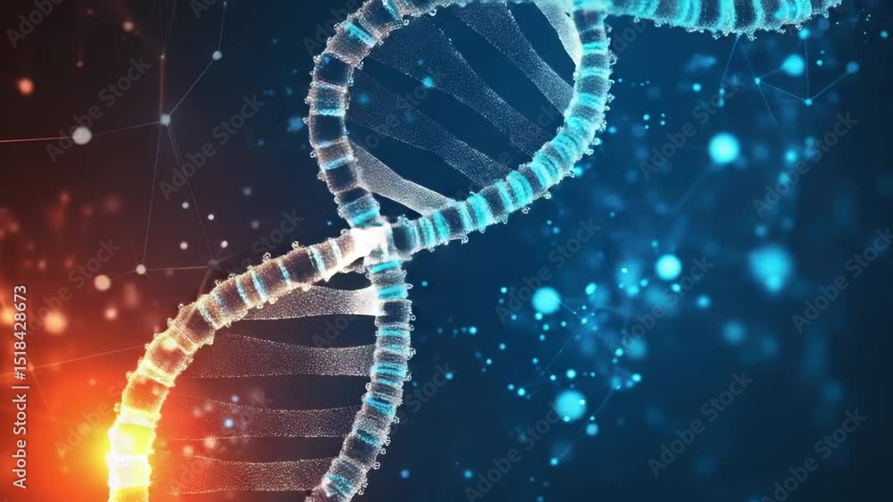 Poster A close-up view of two complementary strands of DNA molecule