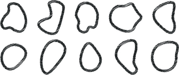 Creative Abstract Circle Vector Elements – Hand-Drawn Black Shapes Set for Unique Art and Decorative Design