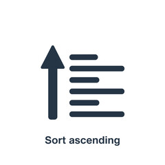 Sort ascending icon with an upward arrow and lines, representing data organization