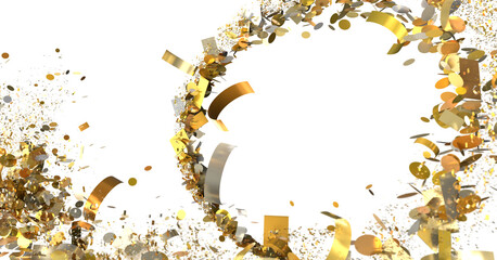 Obraz premium Golden confetti explosion, festive backdrop, celebration, party, luxury, holiday, award, winner, success, shiny, sparkle