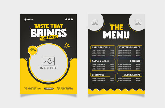 Fast Food Restaurant Menu Design template.