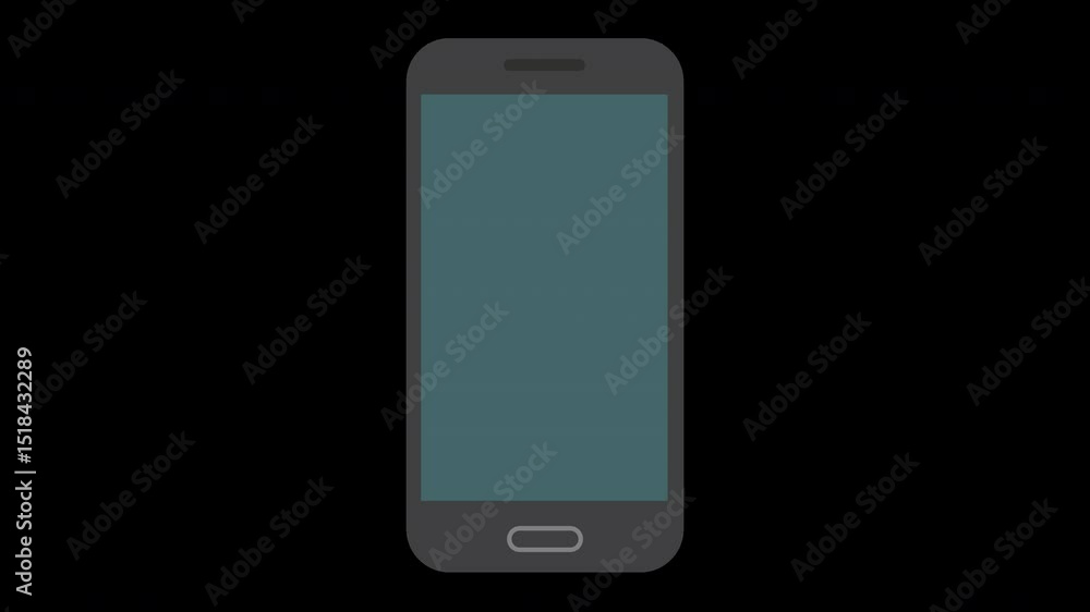 Poster modern mobile phone animation, showcasing sleek design and vibrant screen display on a transparent b
