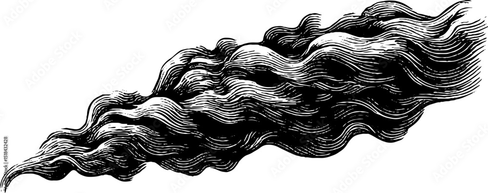 Poster intricate engraved smoke curl pattern design for art projects and decorative use