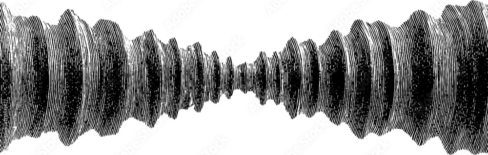 Aufkleber Engraved sound wave pulse pattern for audio design and visual art projects