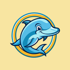 Fototapeta premium Playful Dolphin Jumping Through Hoops vector illustration