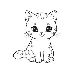 Adorable Cartoon Cat Coloring Page: A Cute Kitten Ready for Your Artistic Touch