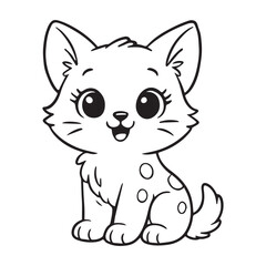 Adorable Cartoon Kitten Coloring Page: A Cute and Playful Feline for Kids