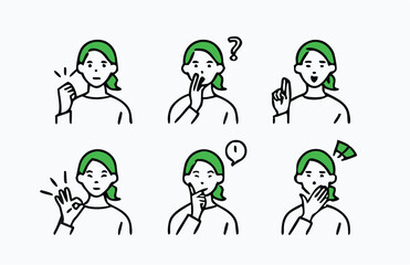 Gesture pose set for men's and women in plain clothes.  Different People Poses Set Vector Illustration. 