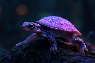 glowing turtle with bioluminescent shell in forest