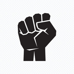 Raised Fist Symbol of Power and Protest in Bold Black Silhouette