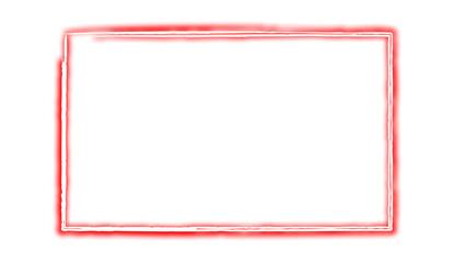 Red neon rectangle shape frame. Vivid glowing red border isolated on transparent background. Shine glow light electric red neon sign frame. Banner, Mockup, presentation, Design element, PNG