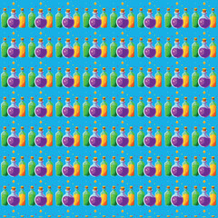 Magic Potion Bottle Seamless Pattern – Colorful Fantasy Elixir Vector Background