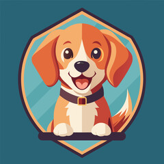 Happy Puppy Logo Wagging Tail Motion vector illustration