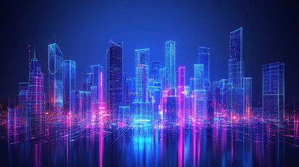 Fototapeta premium Techno mega city - urban and futuristic technology