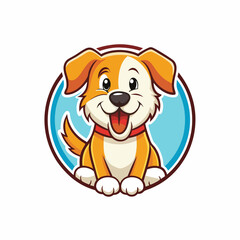 Obraz premium Happy puppy wagging tail motion vector illustration
