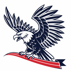 Obraz premium Battle ready eagle spread wings sharp beak vector illustration