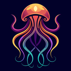 Glowing jellyfish abstract tendrils vector illustration