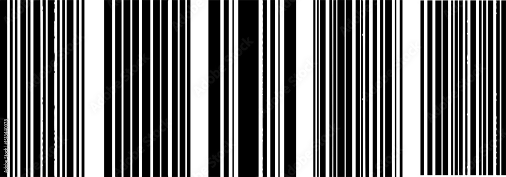 Poster engraved barcode pattern design set for creative projects