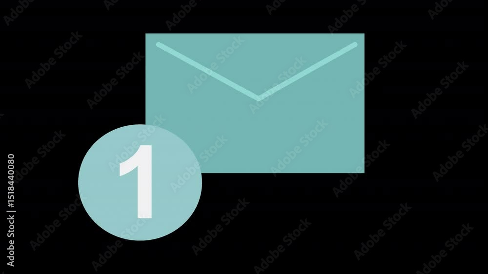 Poster unread email notification graphic: new message alert with clean aesthetic design on a transparent ba