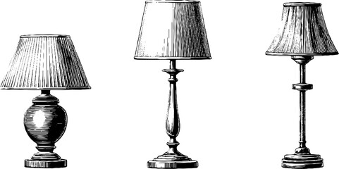 Vintage engraved bedside lamp collection for classic home decor and design