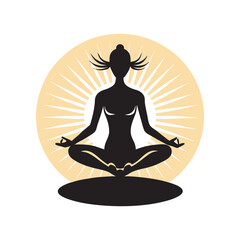 Yoga Woman In Meditation Pose Silhouette