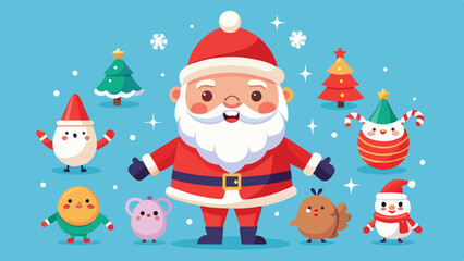 Cute Cartoon Christmas Characters, Festive Holiday Illustration