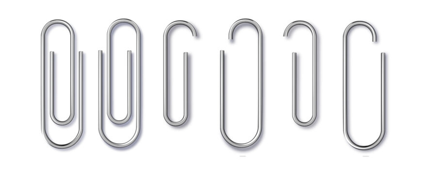 Set of paper clip with black binder on white background. Vector