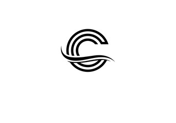 Stylized Modern Abstract Letter C with Curved Lines and Design Elements