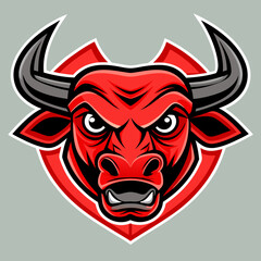 Fototapeta premium Aggressive bull sharp edges red and black vector illustration
