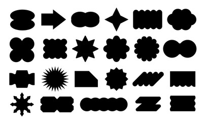 A series of vector frame labels. Shape design elements of special offers in retro colors, frame icons, black notes.
